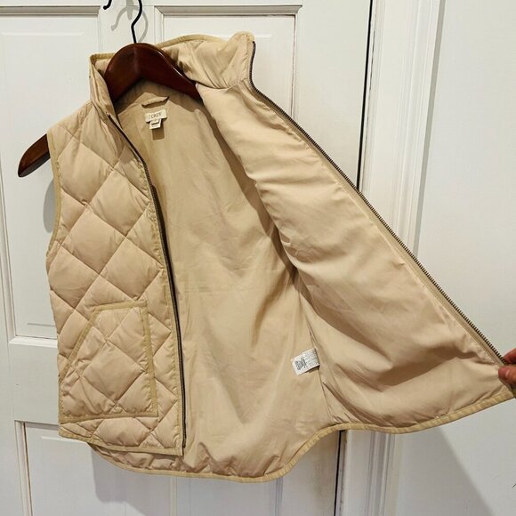 J.Crew Quilted Puffer Down Vest Beige size Small - Picture 10 of 16